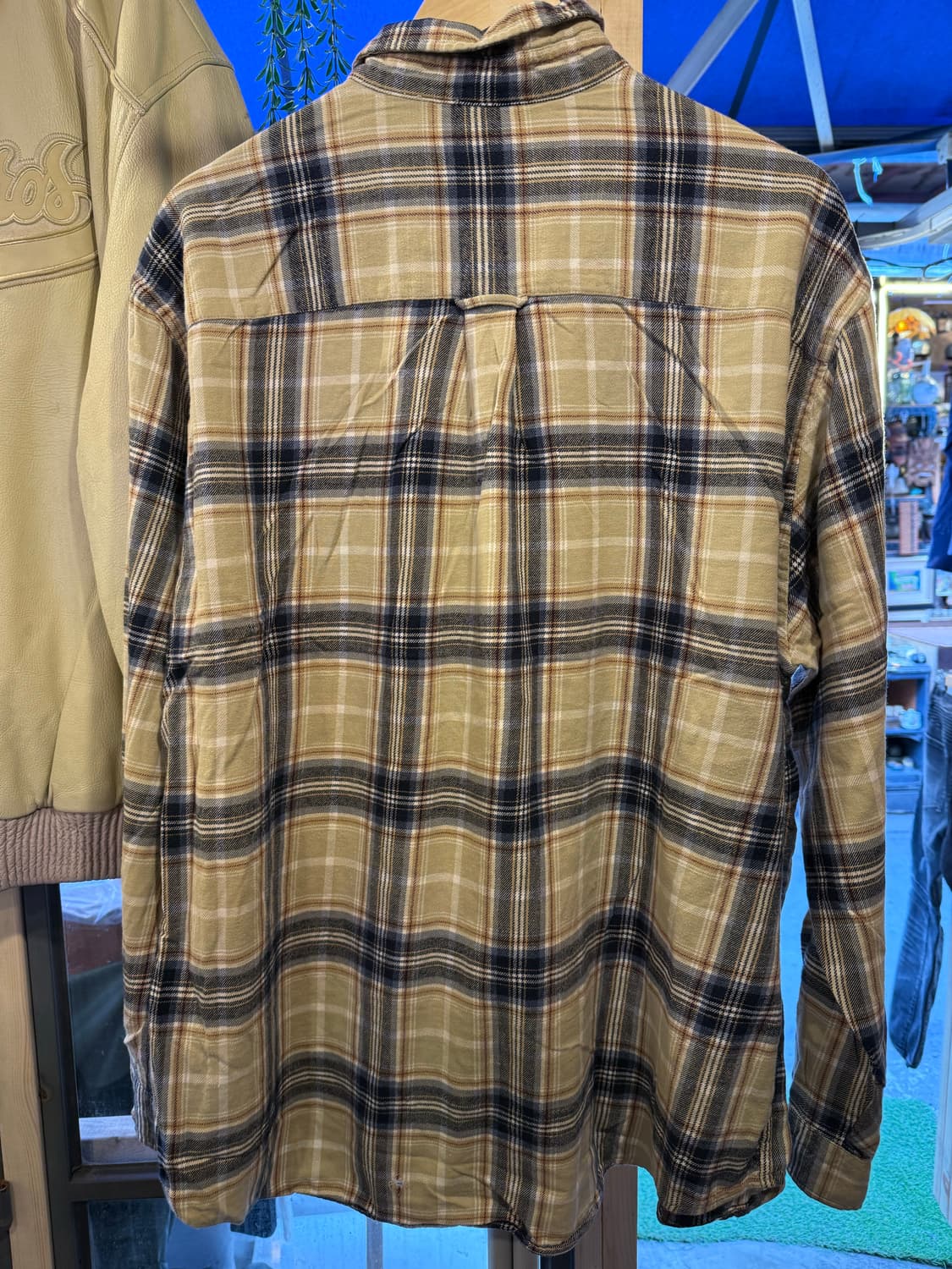 빈티지 베이지 네이비 체크셔츠 상품이미지3