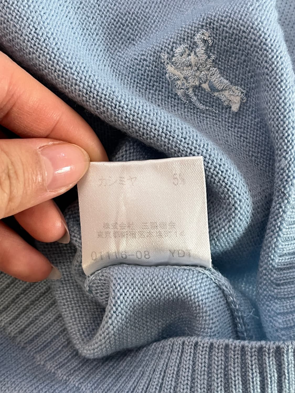 Burberry 버버리 우먼 스카이블루 기마로고 폴라 반팔 니트  상품이미지10