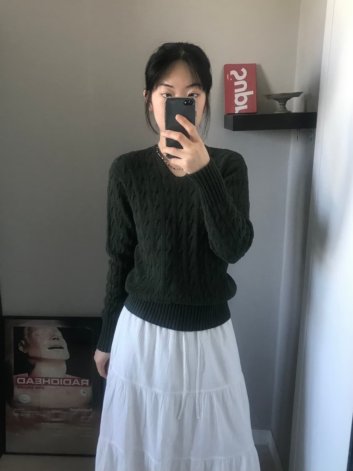 폴로 랄프로렌 포니로고 브이넥라인 케이블 니트 딥그린 상품이미지2