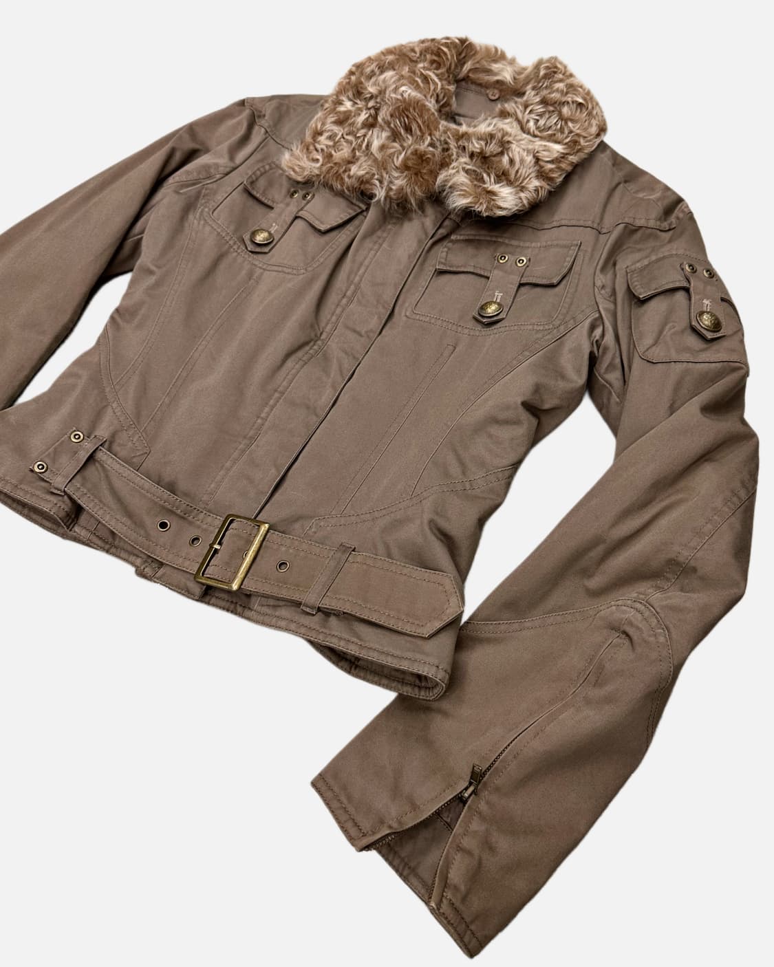 I BLUES CLUB fur collar crop strap jacke 상품이미지2