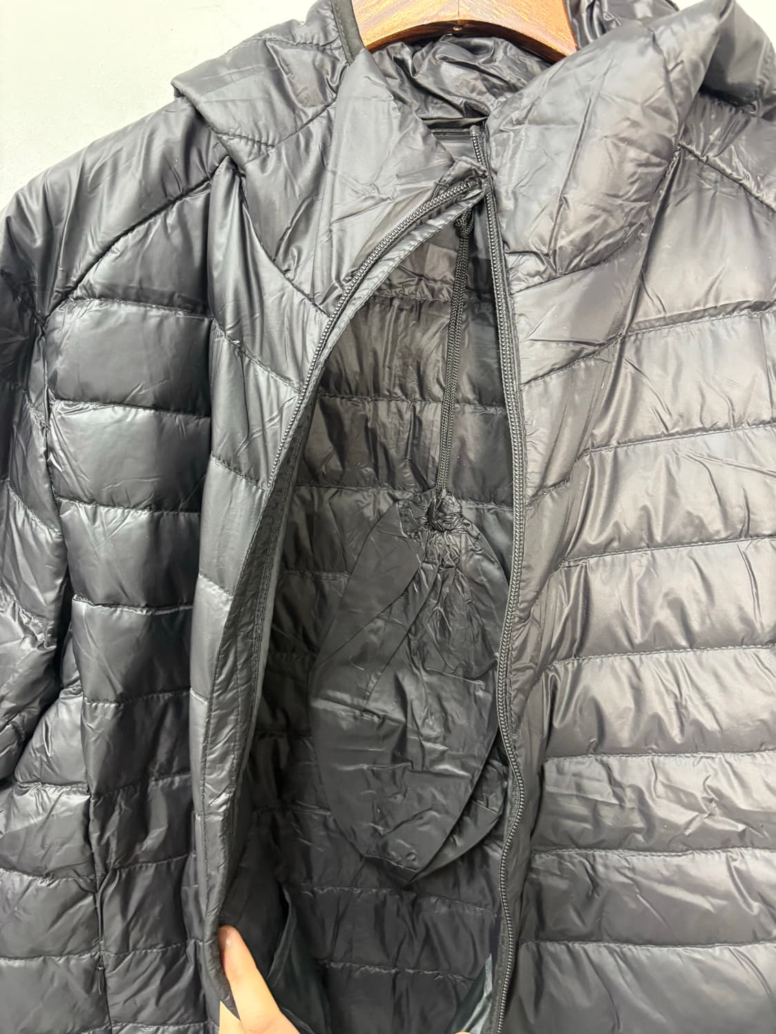 빈티지 블랙 다운경량 후드자켓 A3094 상품이미지4