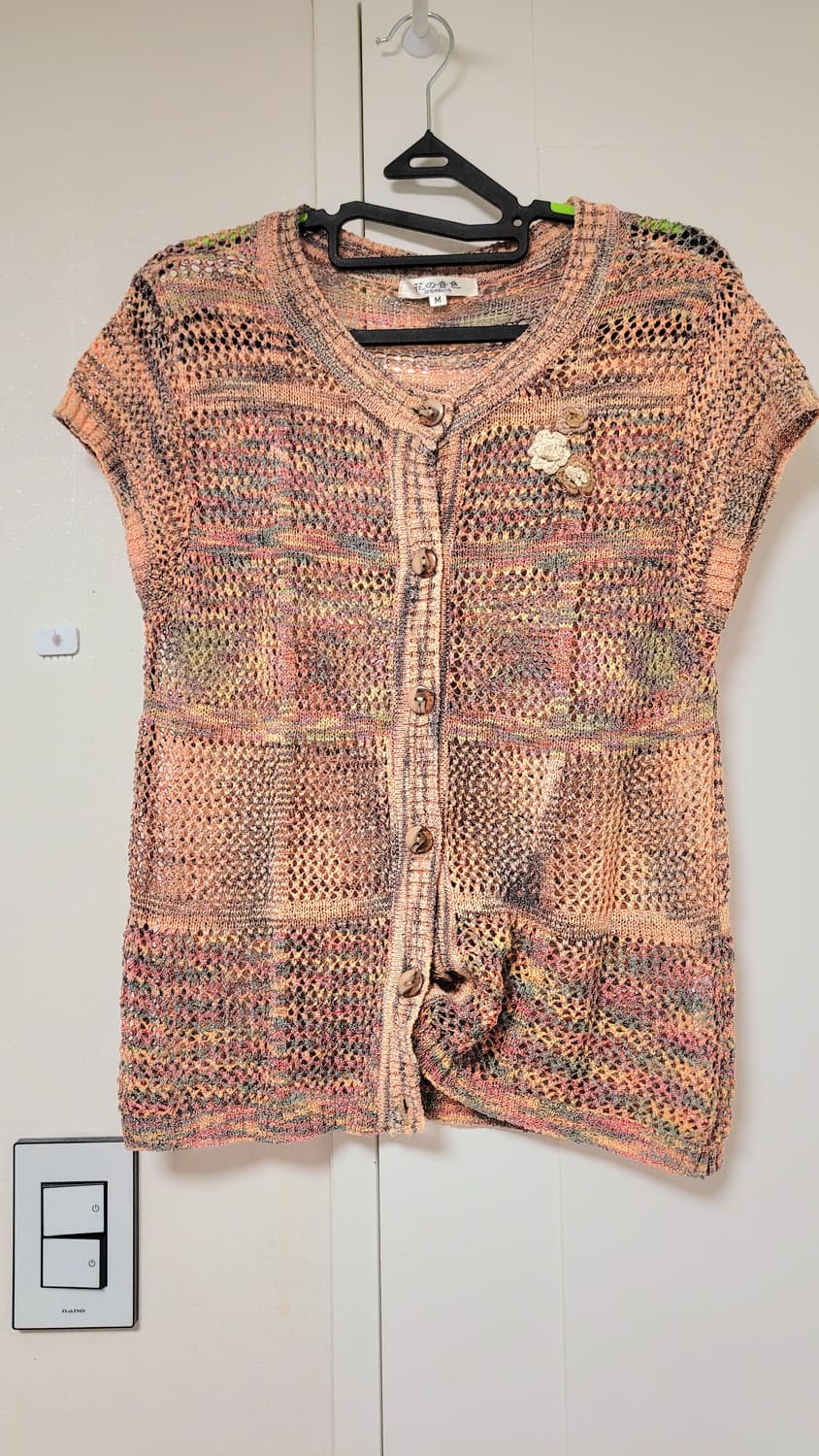 일본 빈티지 니트 반팔 가디건 상품이미지1