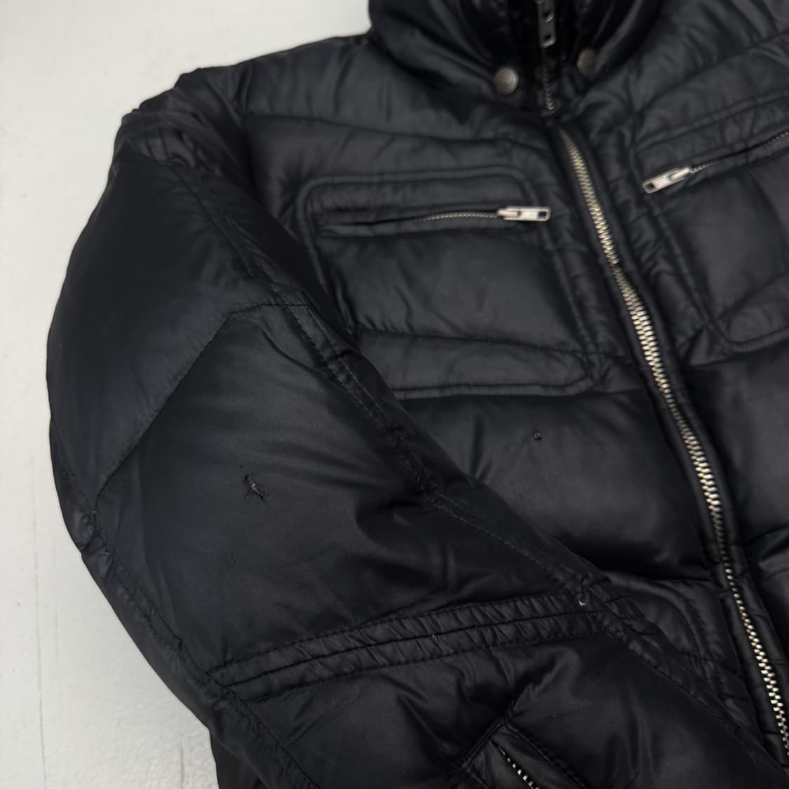 디젤 바이커 구스다운 나일론 패딩 블랙 상품이미지6