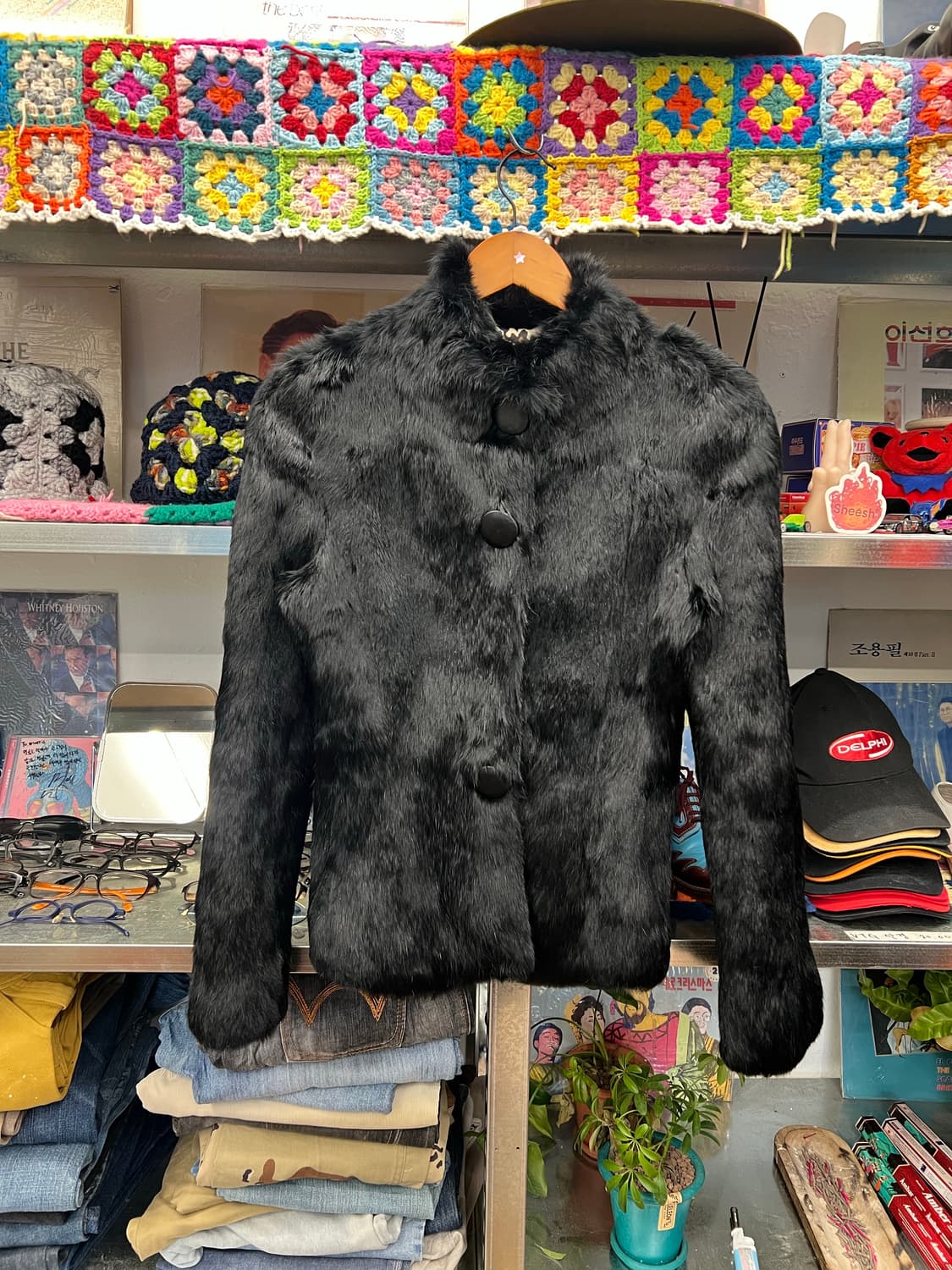 Eva Junie Real Rabbit Fur Jacket – Black 상품이미지1