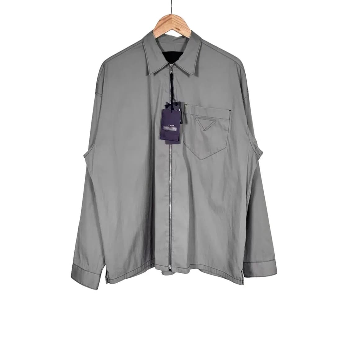 (새상품) 프라다 스트래치 코튼 셔츠 자켓 그레이 M 상품이미지4
