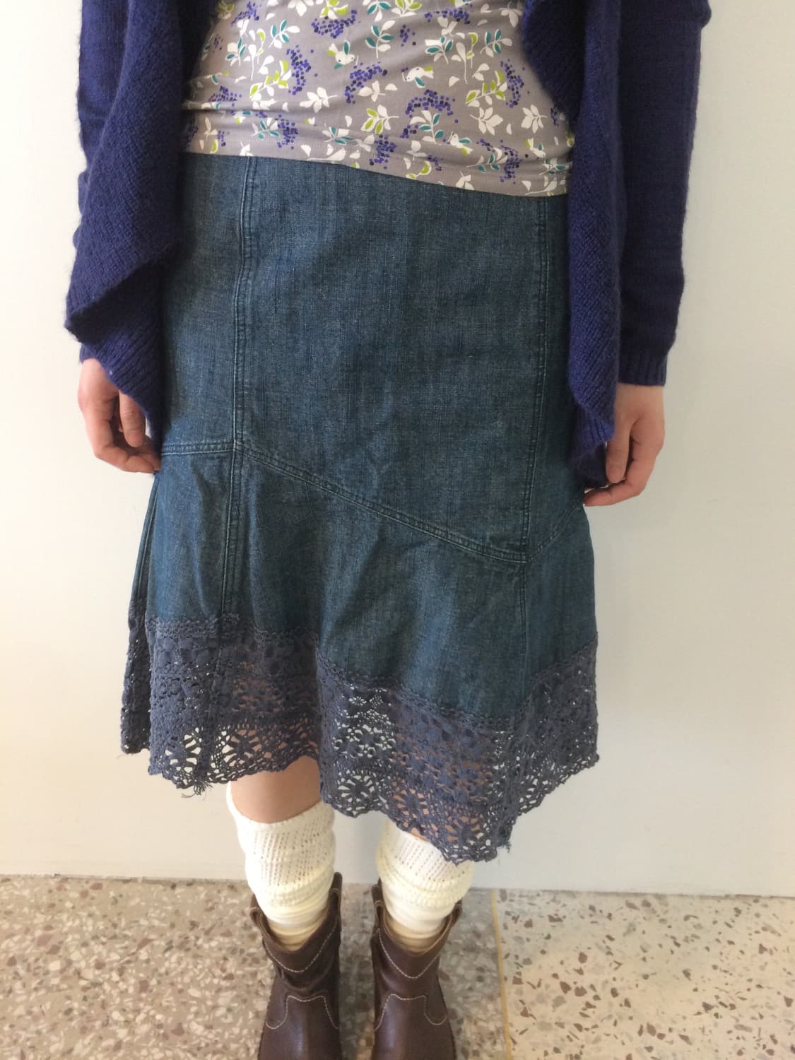 크로쉐 데님 스커트 상품이미지1