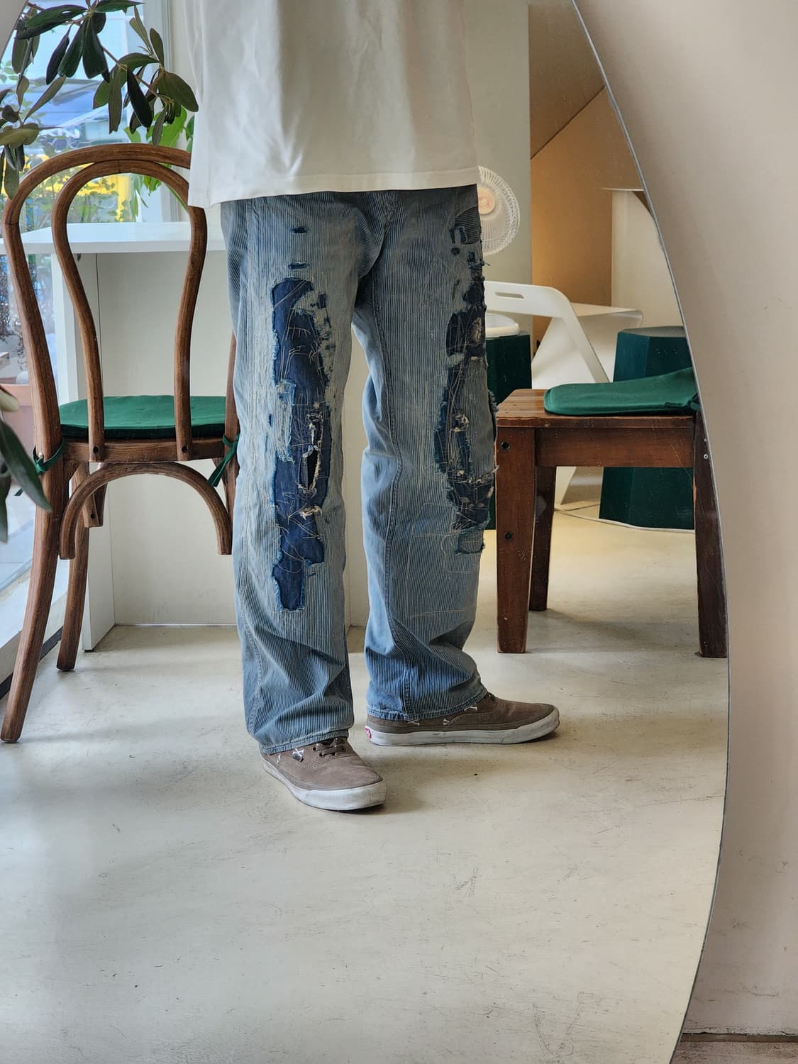 [32x32] 더블알엘(RRL) 빈티지파이브포켓 리페어 인디고 데님 상품이미지1