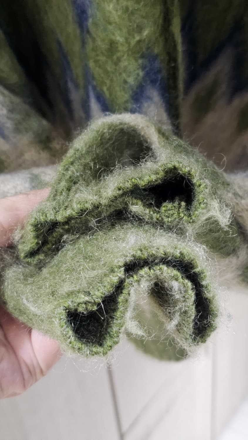 니들스 모헤어 다이아몬드 가디건 올리브 M(100) 상품이미지3