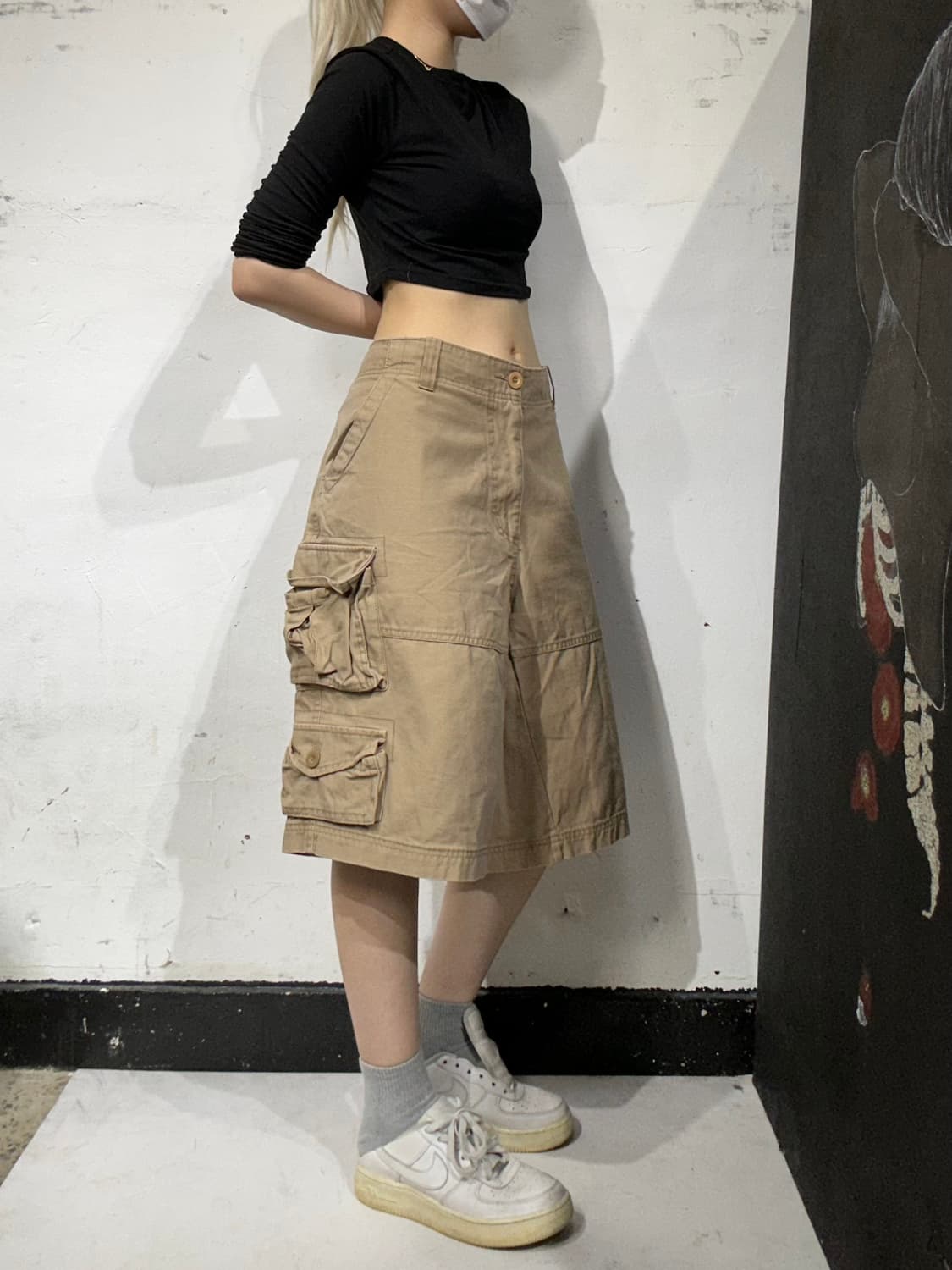 빈티지 벌룬핏 버뮤다 베이지 카고 반바지 XXXL 상품이미지1
