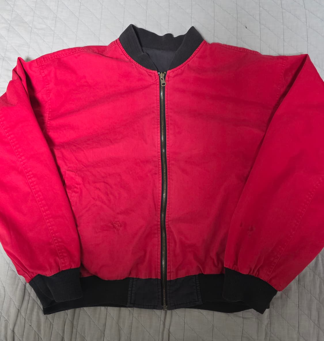 [L] 90s 빈티지 말보로 리버시블 봄버 자켓 블랙/레드 썬페이드 상품이미지5