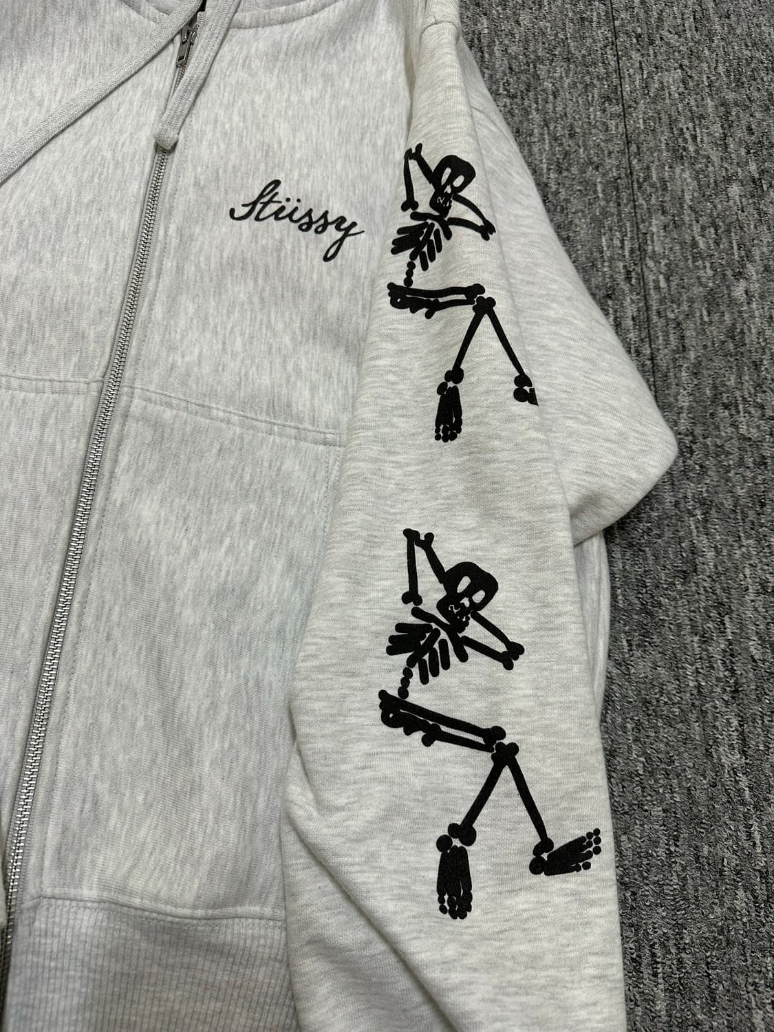 스투시 stussy 후드집업 애쉬 헤더 파라다이스 해골 상품이미지4