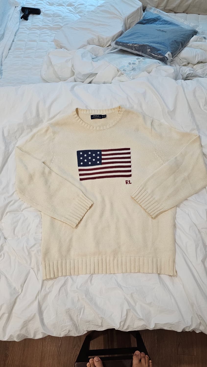 랄프로렌 아이코닉 플래그 스웨터 크림 상품이미지1