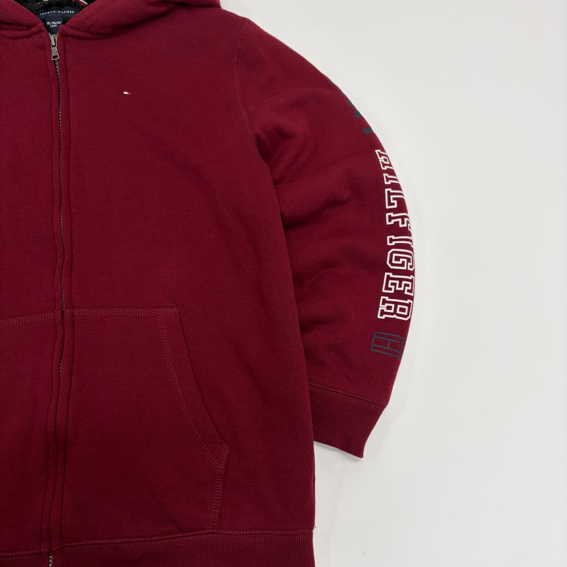 타미힐피거 사이드로고 버건디 후드집업 상품이미지3