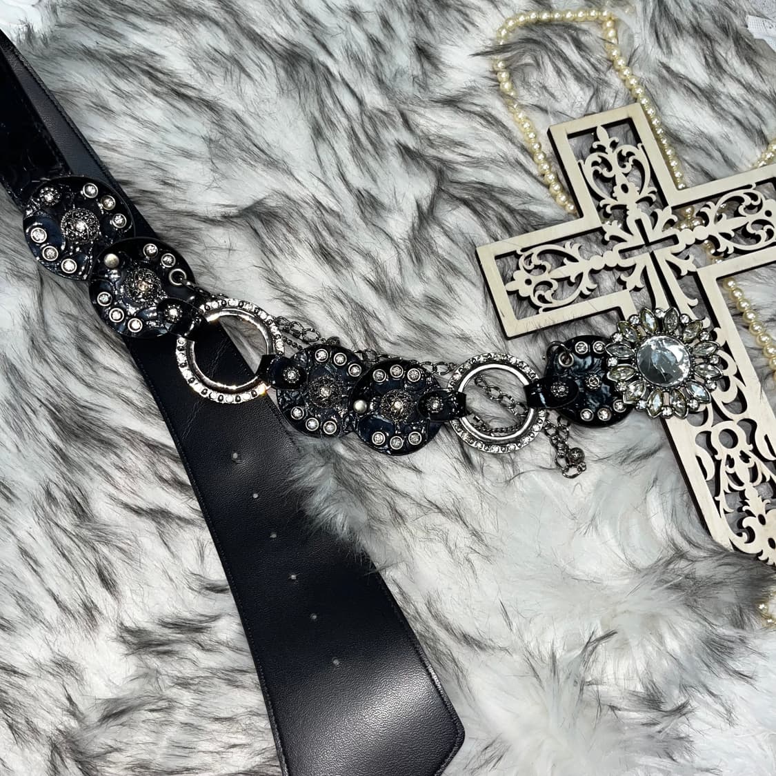 빈티지 큐빅 글로시 벨트 상품이미지2