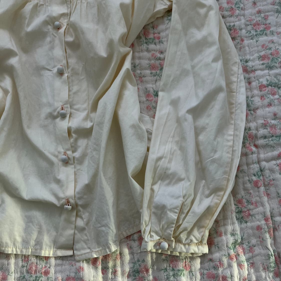 빈티지 어스뮤직 베이비 옐로우 플라워 넥 셔츠 949 y2k 스트릿 갸루 상품이미지4