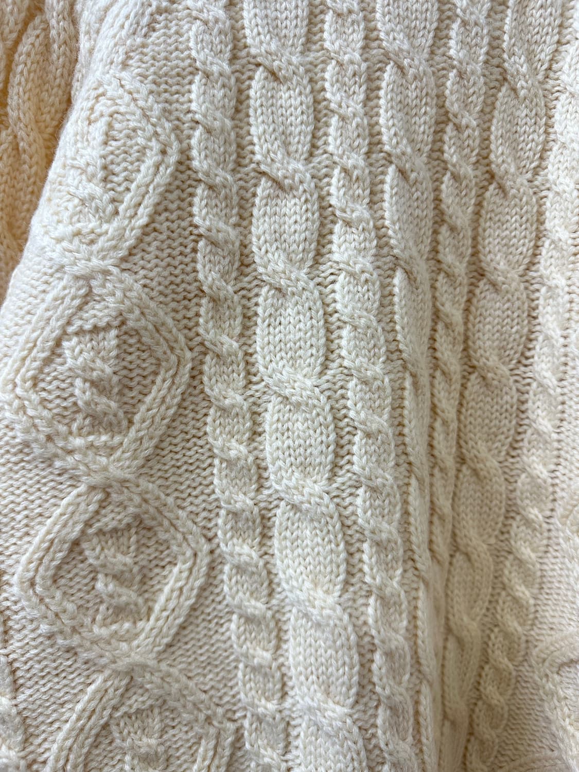 일본빈티지 ADAX 울 100% 아란 피셔맨 케이블 스웨터 니트 가디건 상품이미지6