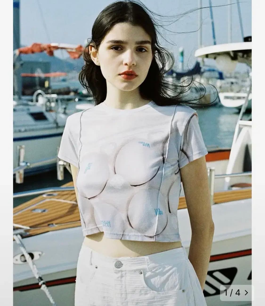 시눈 PRINTED PIN TUCK T-SHIRT 반팔티셔츠 상품이미지1