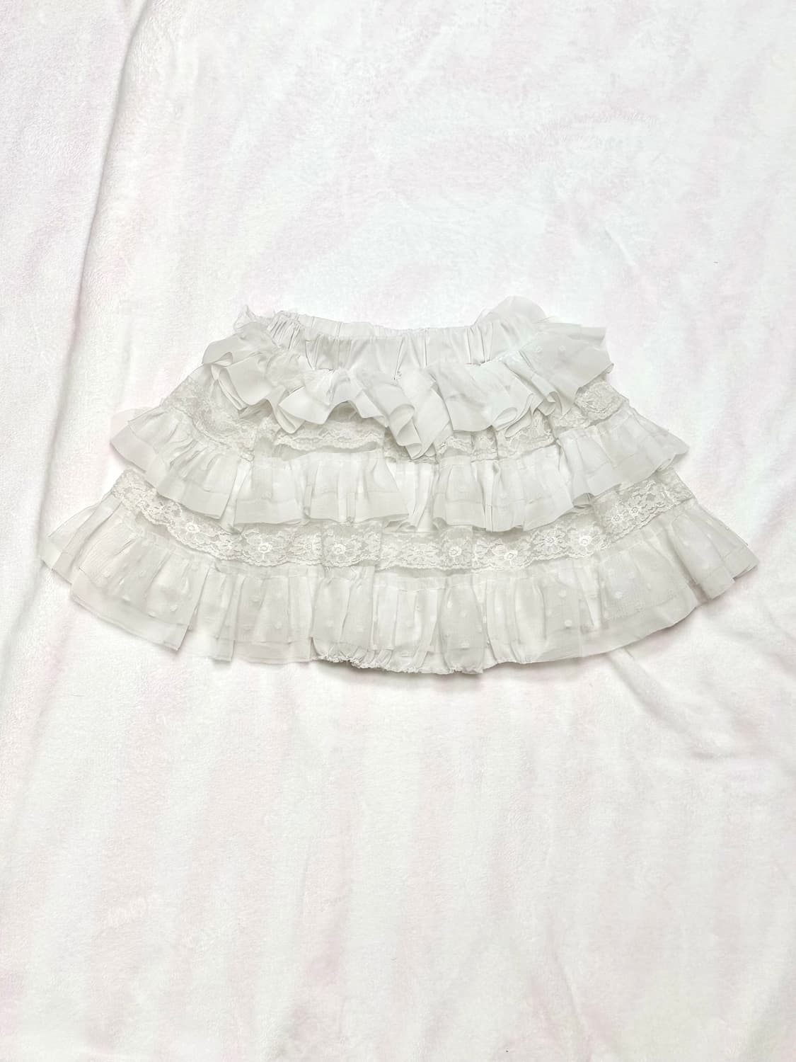 화이트 레이스 도트 땡땡이 캉캉 큐롯 스커트 치마 라떼 히메 갸루 러블리 상품이미지1