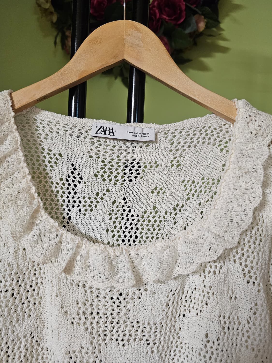 자라 레이스배색 퍼프소매니트 상품이미지3