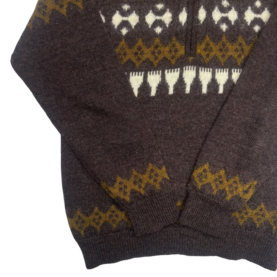 빈티지 에스닉 패턴 반집업 울 니트 스웨터 L 상품이미지3