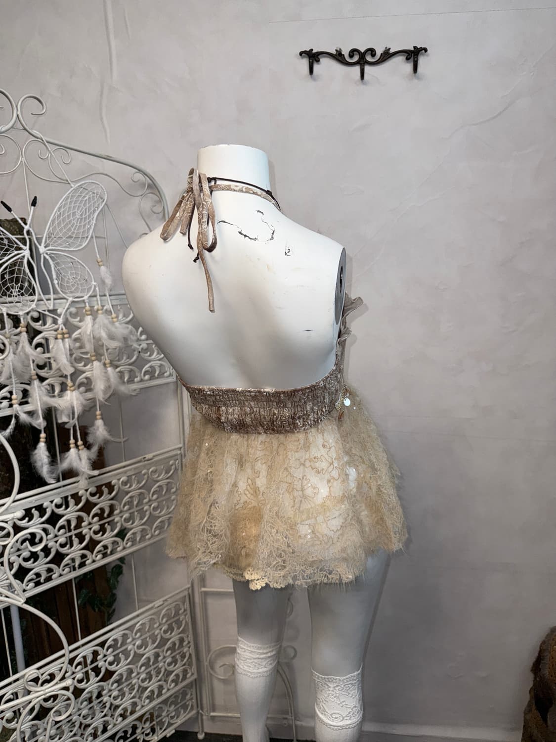 Brown bohemian floral lace beads 슬리브리스 상품이미지2