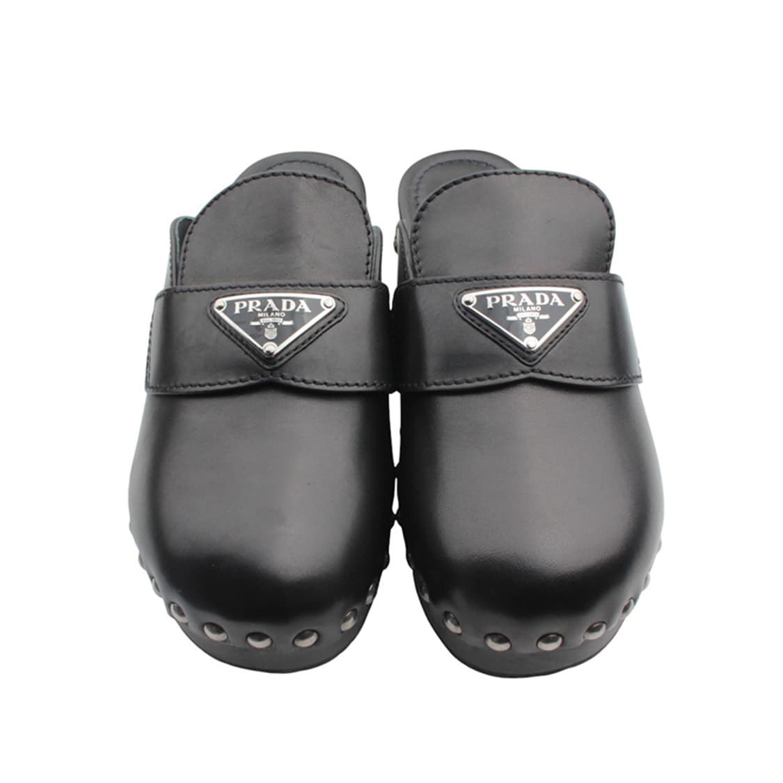 프라다 블랙 레더 클로그 35 상품이미지2