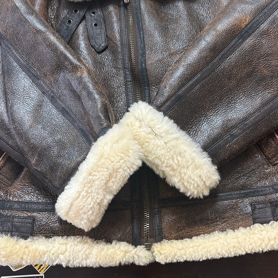 B-3 양가죽 무통 무스탕 자켓 M 상품이미지4