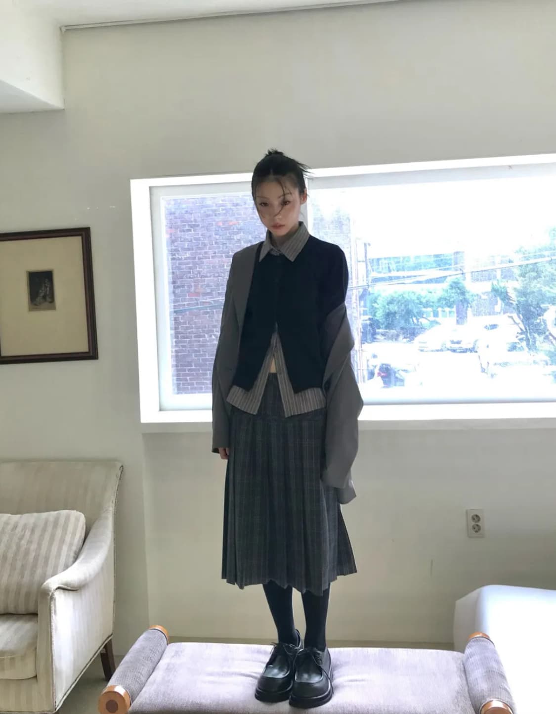 우화 셔츠 MIA STRIPE CROP SHIRT 상품이미지1