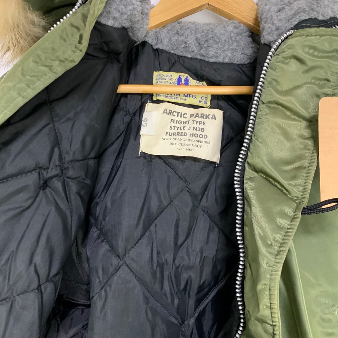 코린스 빈티지 야상 점퍼 퍼 후드 N3B 미군 y2k 카키 L 상품이미지8