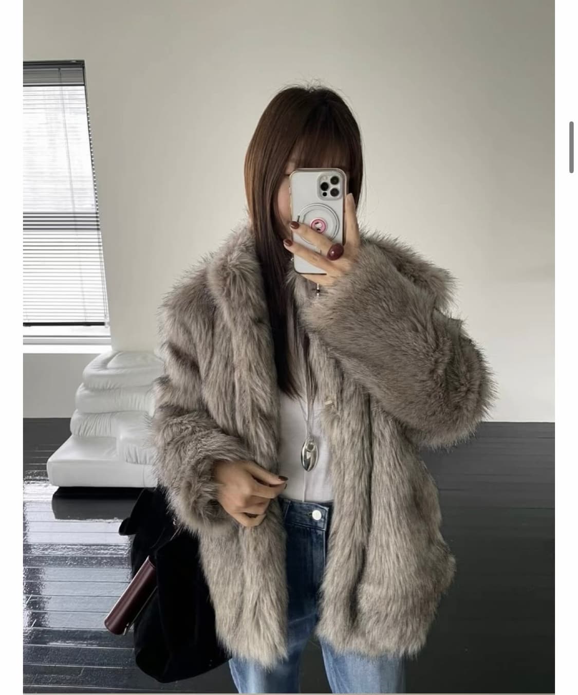 쓰리컷 라쿤 퍼자켓 퍼코트 상품이미지2