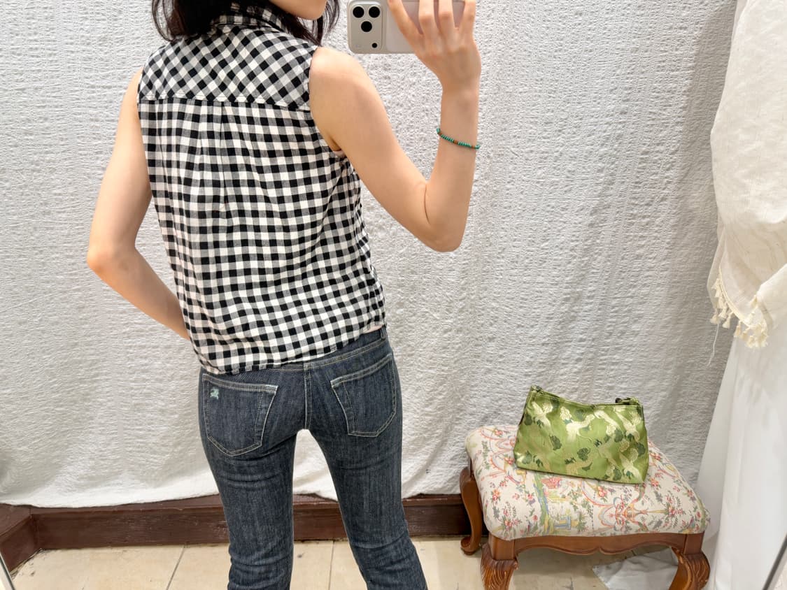 check muse vest blouse 상품이미지3