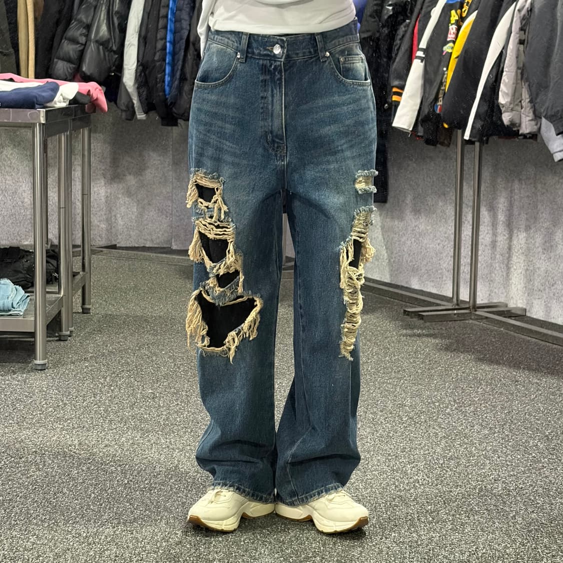 파르티멘토 데미지 와이드 데님 팬츠 B4102 상품이미지1