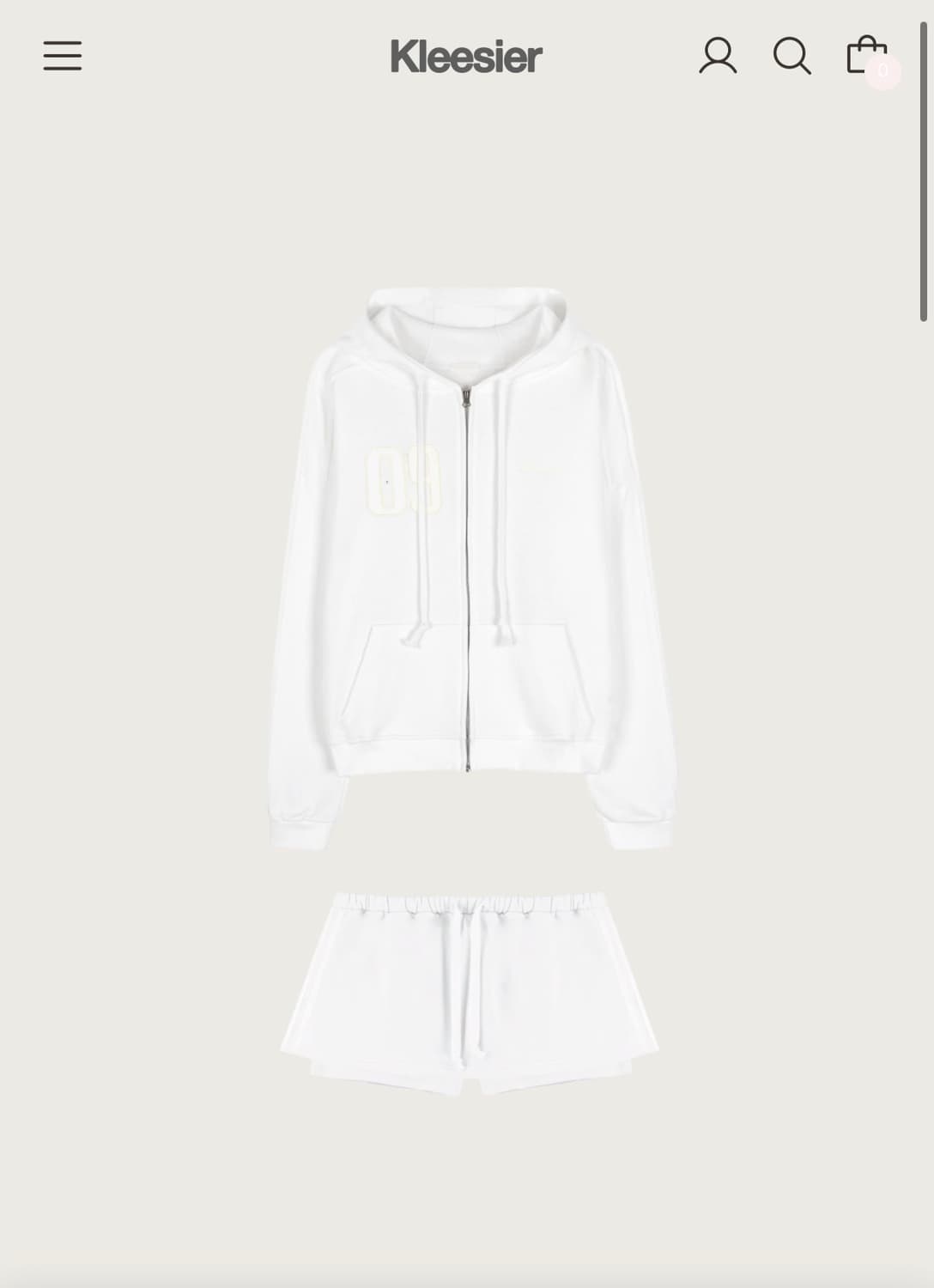 클리시어 넘버링 후드 09 Numbering Skirt Set 화이트 상품이미지1