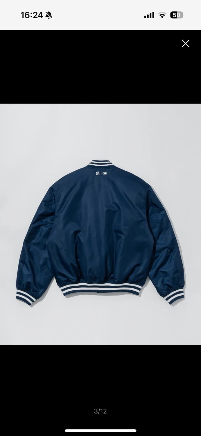 MLB 뉴욕양키스 아치로고 나일론 스타디움 재킷 블루 새상품 상품이미지3