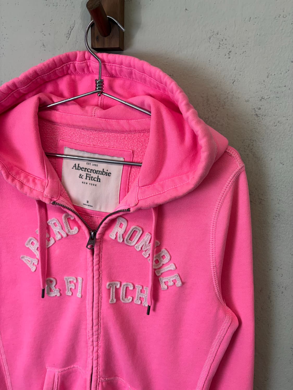 아베크롬비 핫핑크 로고 후드집업 상품이미지4
