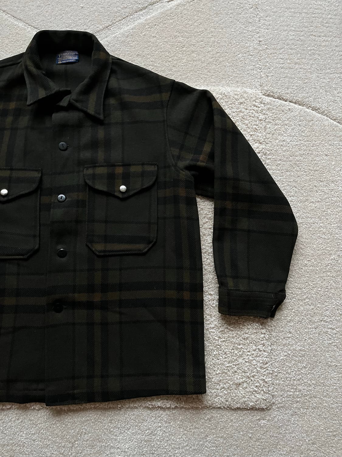80s 펜들턴 다크 플래드 버진 울 CPO 자켓 (103-105) 상품이미지5