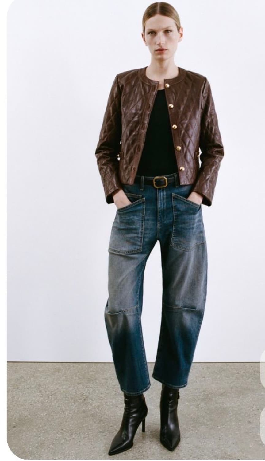 MINE 퀼팅 레더 블랙 자켓 상품이미지6