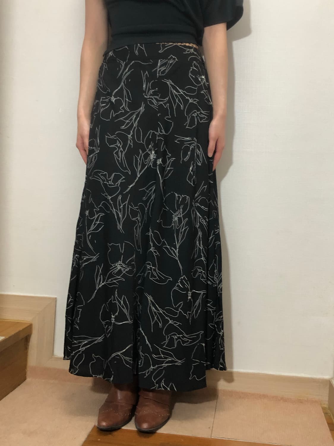 빈티지 블랙 오리엔탈 롱 스커트 상품이미지4