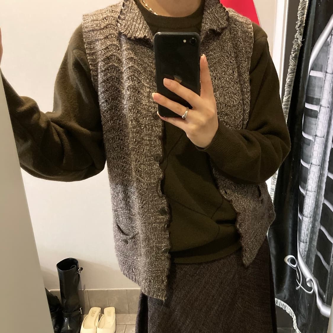 빈티지 포인트 아가일 긴팔 니트 상품이미지1