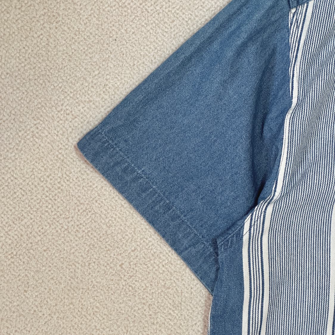 LAWMAN 스트라이프 데님 반팔 셔츠 상품이미지3