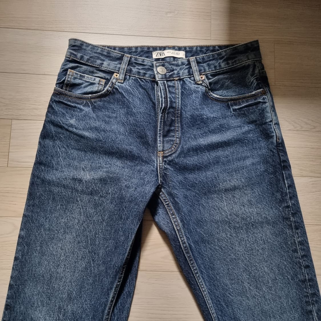 30사이즈 자라 빈티지 워시드 슬림 스트레이트 인디고 블루 데님 청바지 상품이미지7