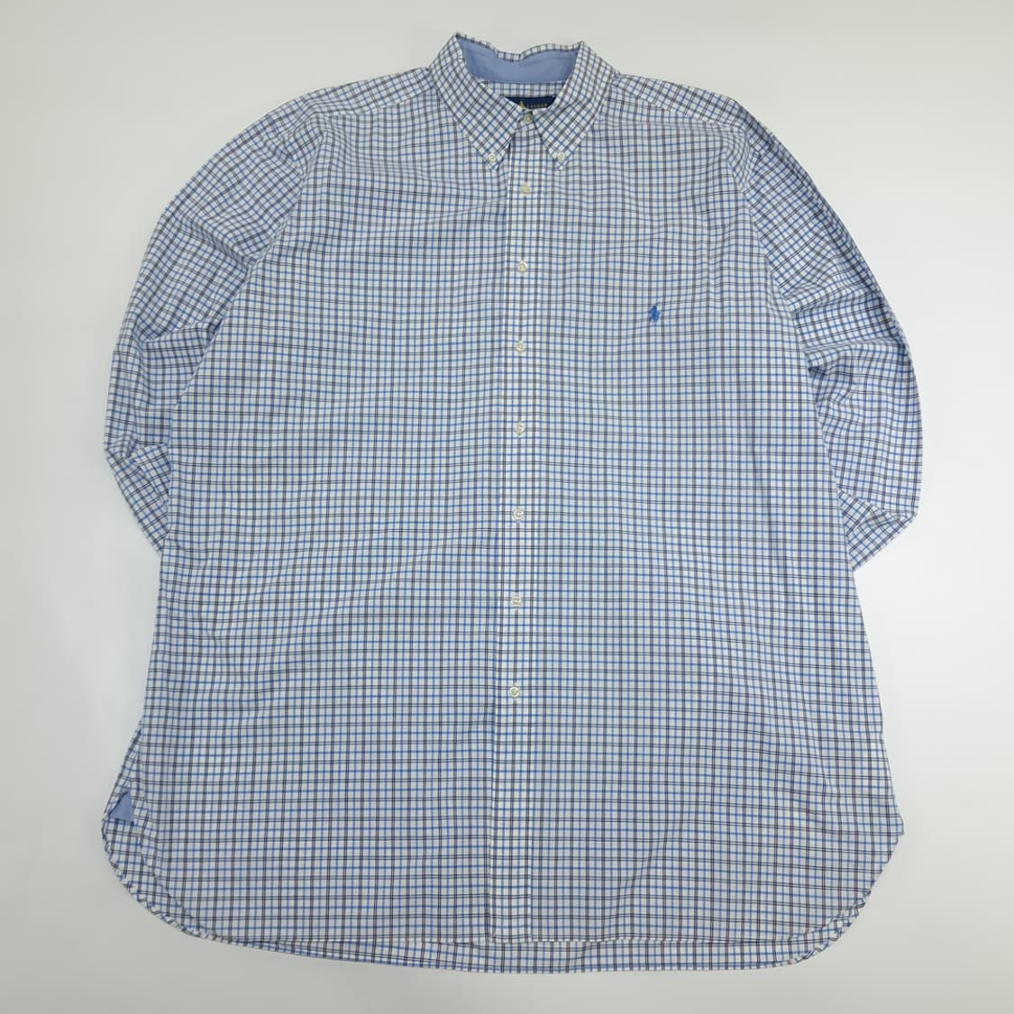 Co945 2XL Tall 폴로 랄프로렌 블루블랙 윈도우페인 긴팔 셔츠 상품이미지1