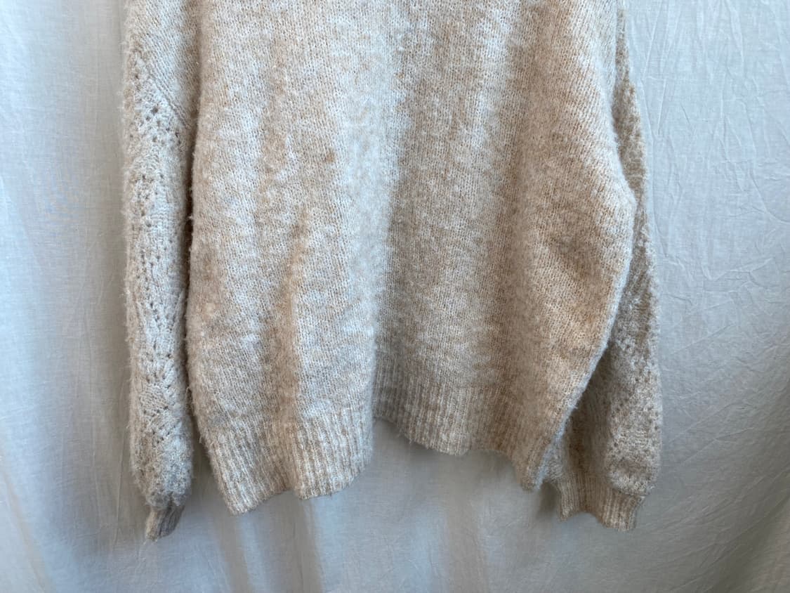 라이트베이지 울혼방 니트(L) 상품이미지5