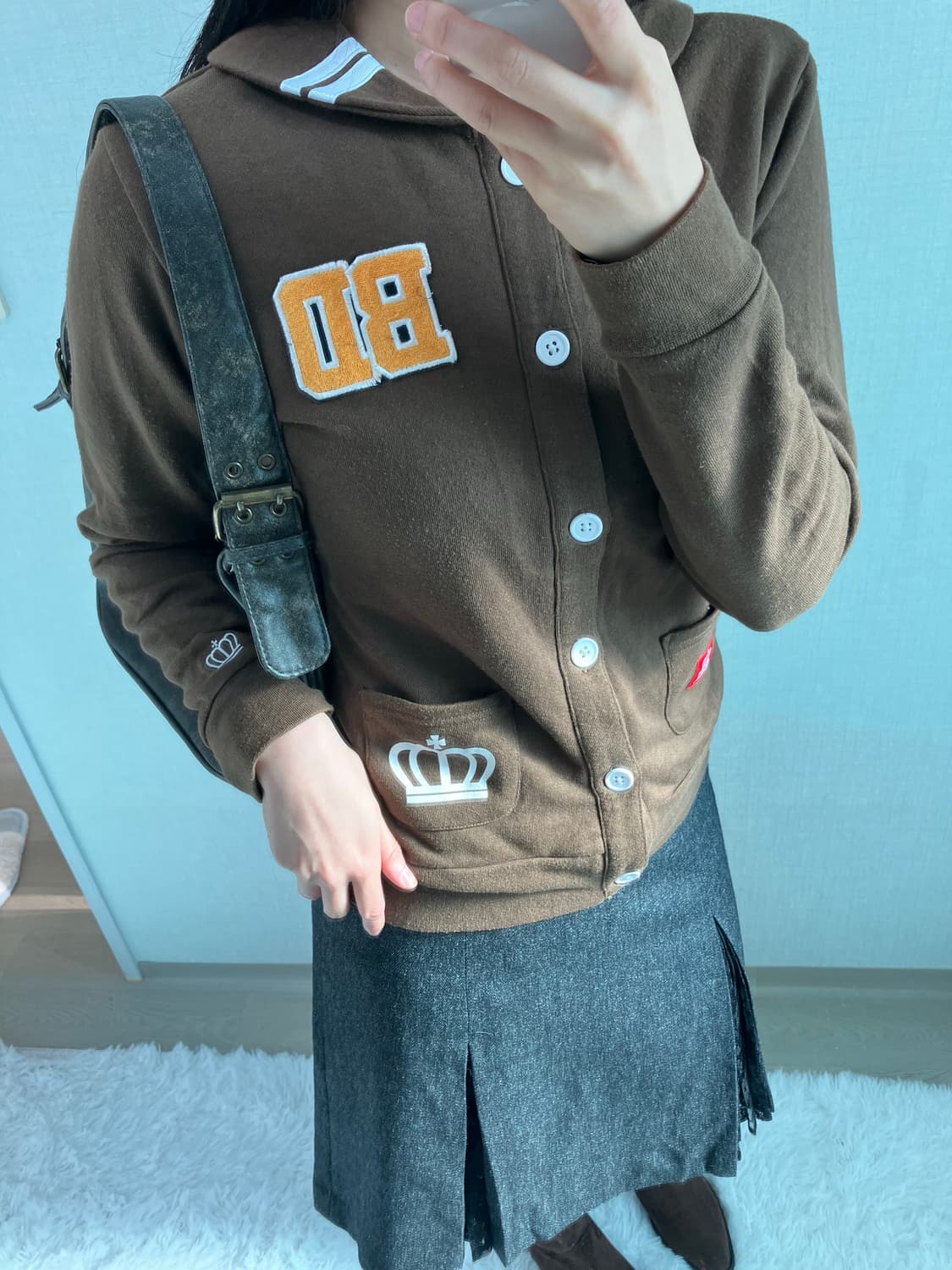 jpn vintage 베이비돌 브라운 카라 긴팔 티셔츠 y2k 스트릿 갸 상품이미지4