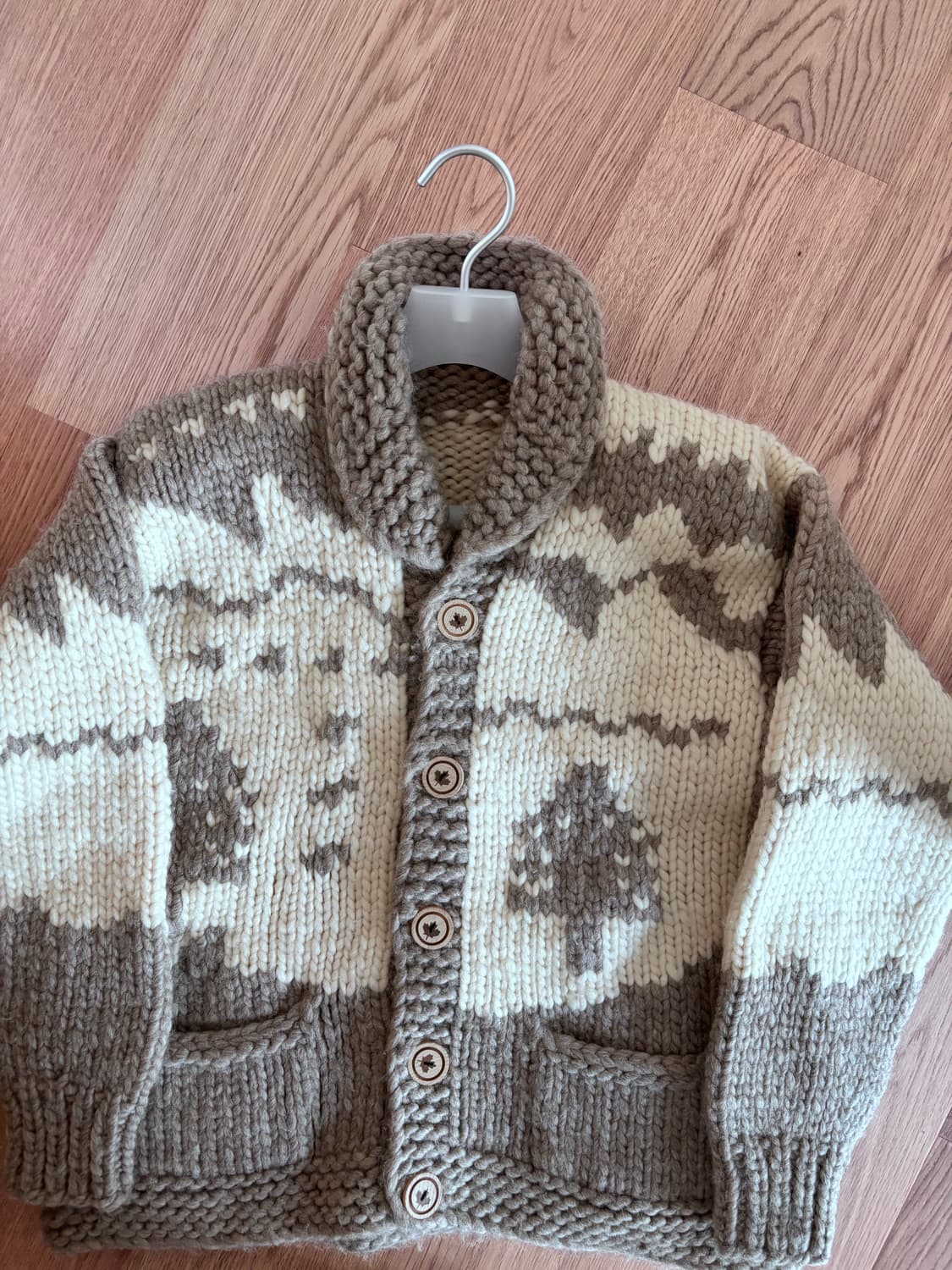 헤비울 100% 대장템 빈티지 북극곰 캐나다 리얼 코위찬 가디건 상품이미지3