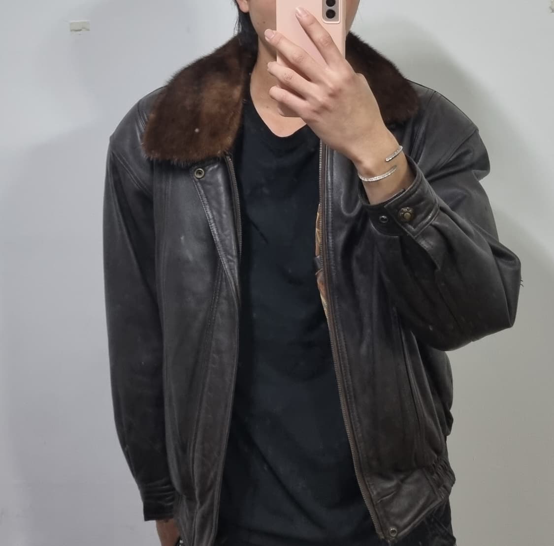 스파지오 브라운 레더자켓 퍼탈부착 상품이미지4