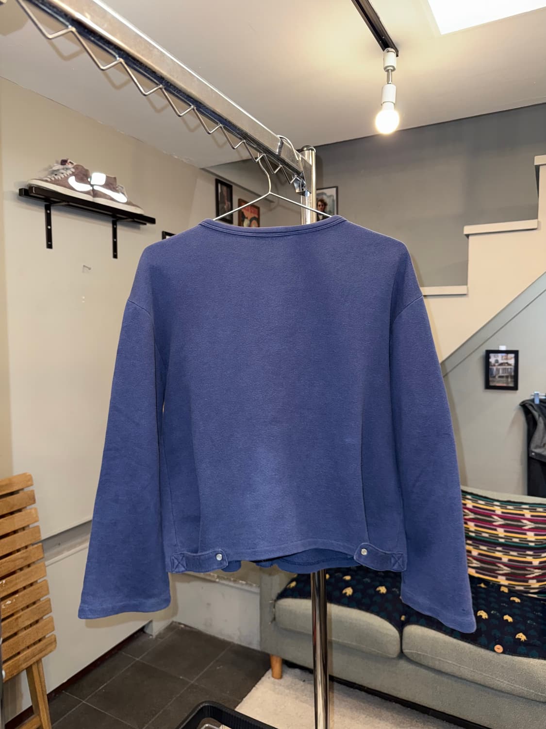 Agnes B navy snap-button fleece cardigan 상품이미지7