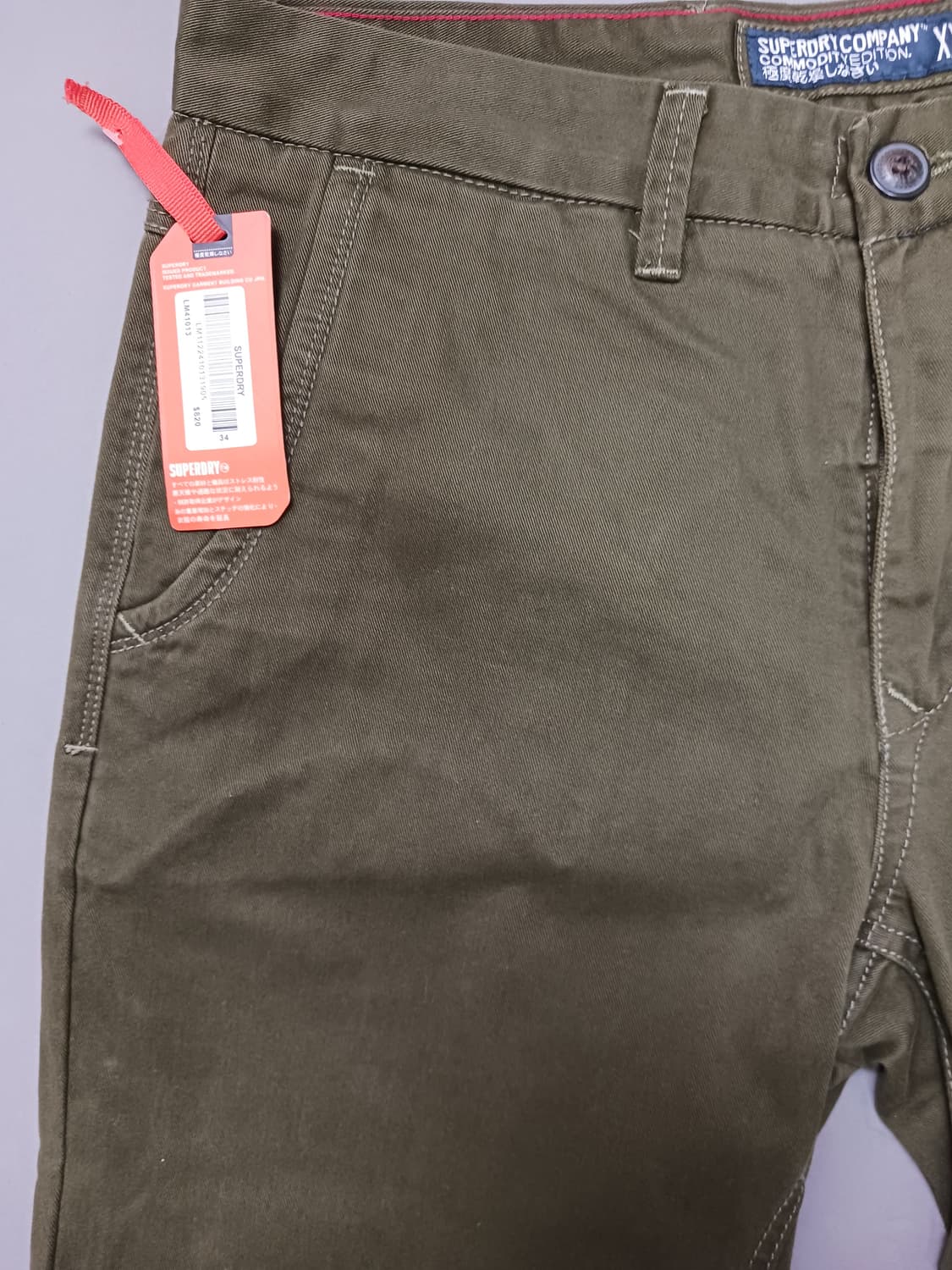 새제품 [34] 슈퍼드라이 슬림2핏 카키 치노 팬츠 상품이미지2