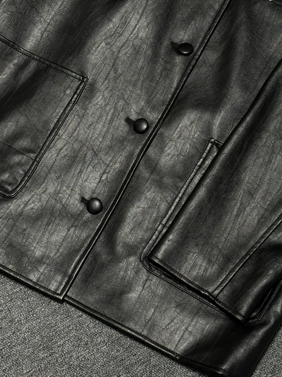 드로우핏우먼 버튼 레더 하프 자켓 [BLACK] S 상품이미지5