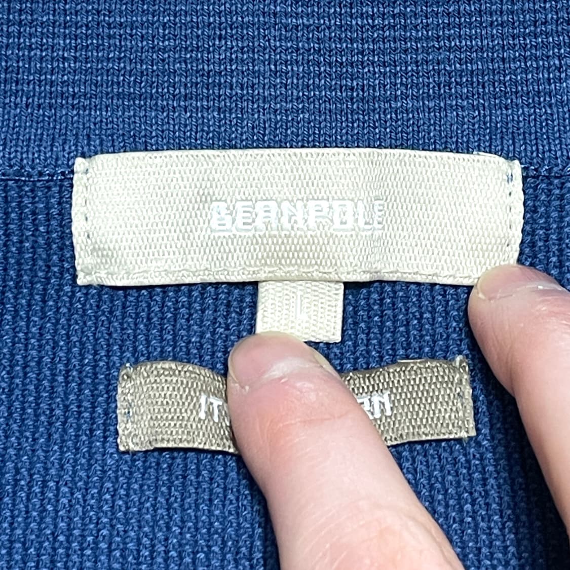 빈폴 이탈리안 딥블루 면 니트 반팔카라티 남성L 상품이미지5